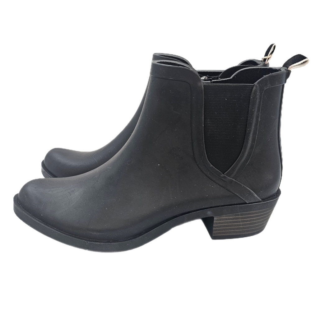 Lucky Brand Basel Black Rain Boots Size 8 Waterproof Chelsea Booties - Picture 2 of 10